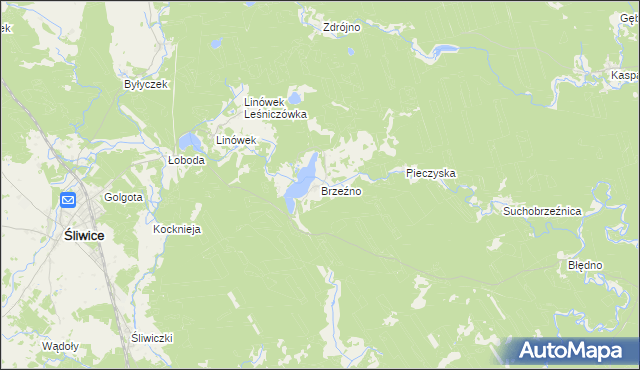 mapa Brzeźno gmina Śliwice, Brzeźno gmina Śliwice na mapie Targeo