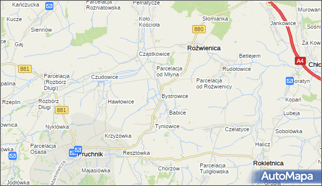 mapa Bystrowice, Bystrowice na mapie Targeo