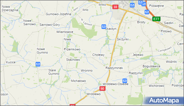 mapa Cholewy gmina Płońsk, Cholewy gmina Płońsk na mapie Targeo