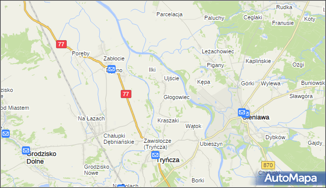 mapa Głogowiec gmina Tryńcza, Głogowiec gmina Tryńcza na mapie Targeo