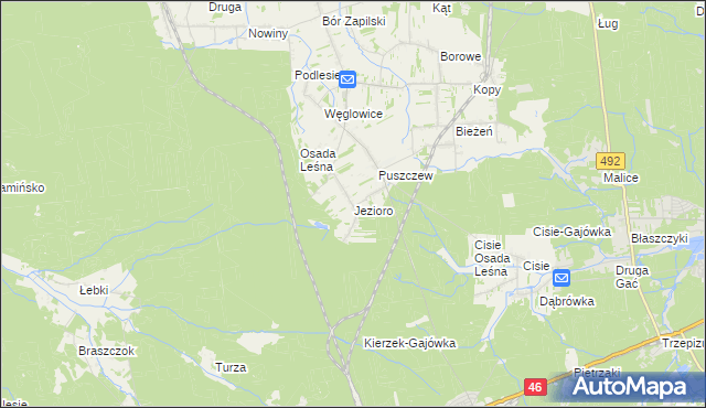 mapa Jezioro gmina Wręczyca Wielka, Jezioro gmina Wręczyca Wielka na mapie Targeo