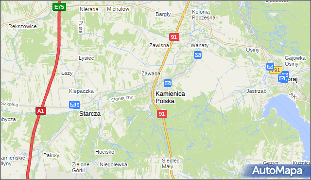 mapa Kamienica Polska, Kamienica Polska na mapie Targeo