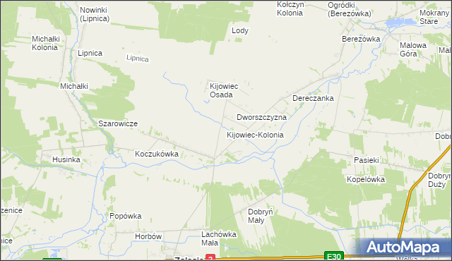 mapa Kijowiec-Kolonia, Kijowiec-Kolonia na mapie Targeo