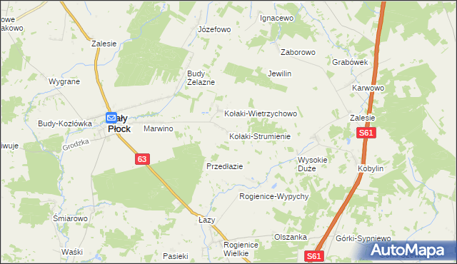 mapa Kołaki-Strumienie, Kołaki-Strumienie na mapie Targeo