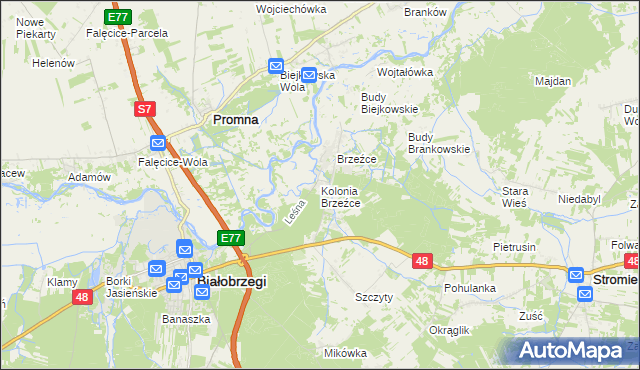 mapa Kolonia Brzeźce, Kolonia Brzeźce na mapie Targeo