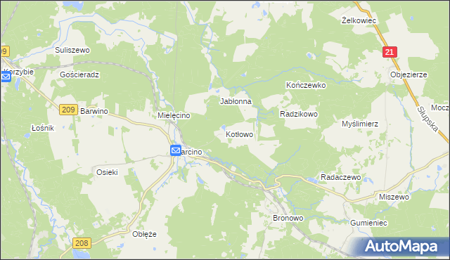 mapa Kotłowo gmina Kępice, Kotłowo gmina Kępice na mapie Targeo