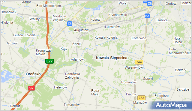 mapa Kowala-Stępocina, Kowala-Stępocina na mapie Targeo