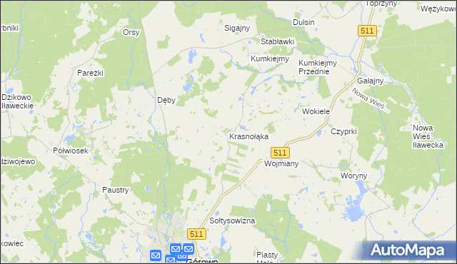 mapa Krasnołąka gmina Górowo Iławeckie, Krasnołąka gmina Górowo Iławeckie na mapie Targeo