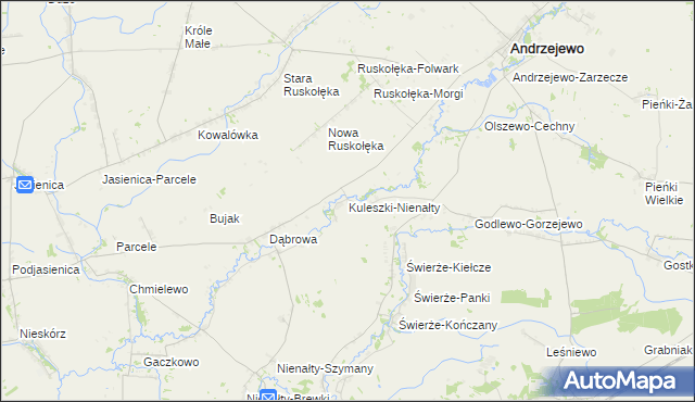 mapa Kuleszki-Nienałty, Kuleszki-Nienałty na mapie Targeo