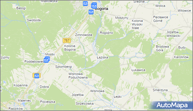 mapa Łaziska gmina Staszów, Łaziska gmina Staszów na mapie Targeo
