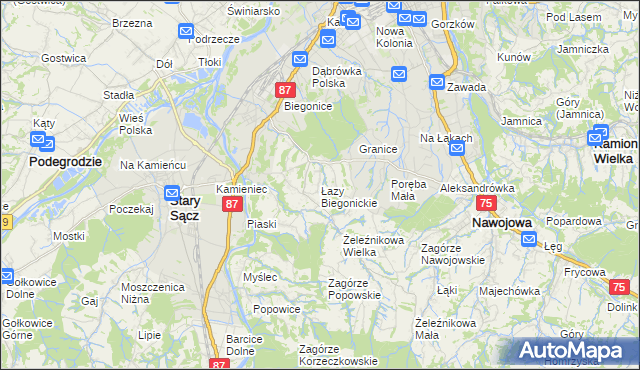 mapa Łazy Biegonickie, Łazy Biegonickie na mapie Targeo