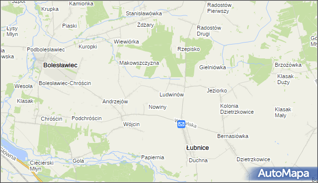 mapa Ludwinów gmina Łubnice, Ludwinów gmina Łubnice na mapie Targeo