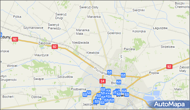 mapa Małszyce gmina Łowicz, Małszyce gmina Łowicz na mapie Targeo