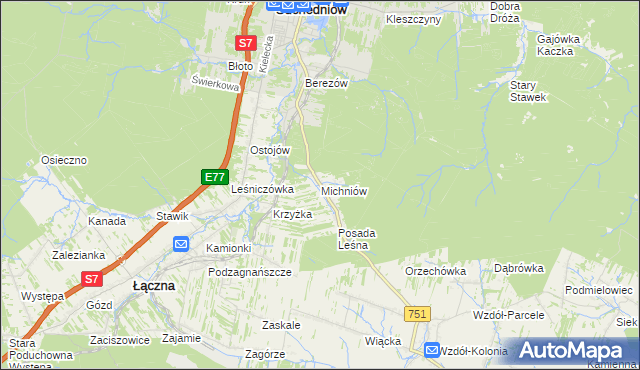 mapa Michniów, Michniów na mapie Targeo