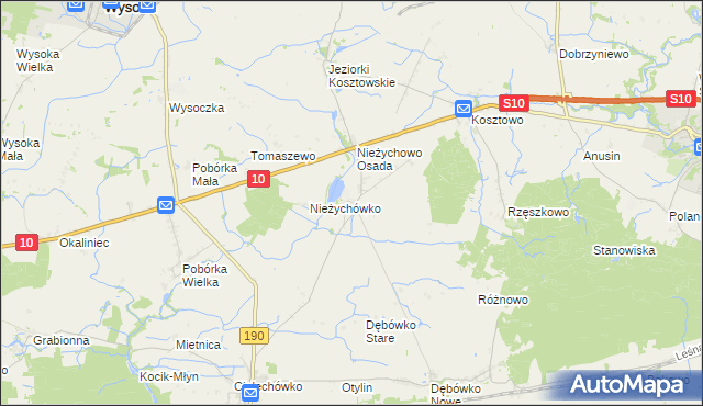 mapa Nieżychowo, Nieżychowo na mapie Targeo