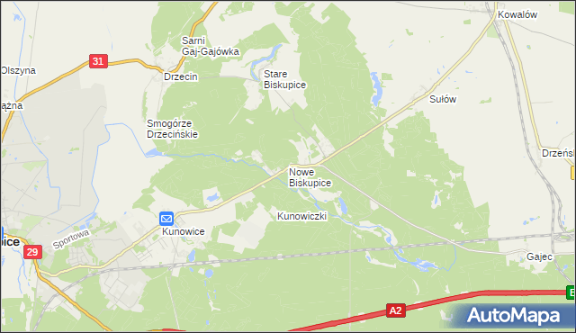 mapa Nowe Biskupice gmina Słubice, Nowe Biskupice gmina Słubice na mapie Targeo