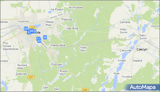 mapa Nowy Młyn gmina Cekcyn, Nowy Młyn gmina Cekcyn na mapie Targeo