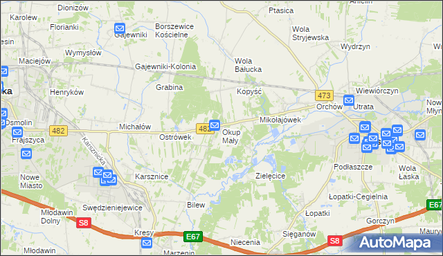 mapa Okup Mały, Okup Mały na mapie Targeo