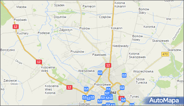 mapa Pawłówek gmina Blizanów, Pawłówek gmina Blizanów na mapie Targeo