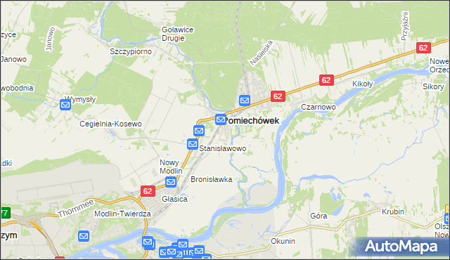 mapa Pomiechowo, Pomiechowo na mapie Targeo