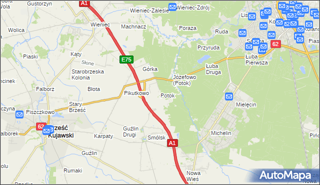 mapa Potok gmina Włocławek, Potok gmina Włocławek na mapie Targeo