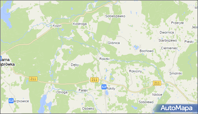 mapa Rokitki gmina Czarna Dąbrówka, Rokitki gmina Czarna Dąbrówka na mapie Targeo