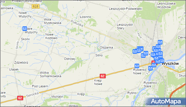 mapa Sitno gmina Wyszków, Sitno gmina Wyszków na mapie Targeo