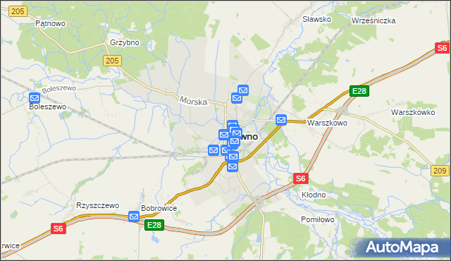 mapa Sławno, Sławno na mapie Targeo