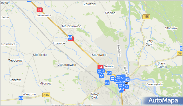 mapa Stanowice gmina Oława, Stanowice gmina Oława na mapie Targeo