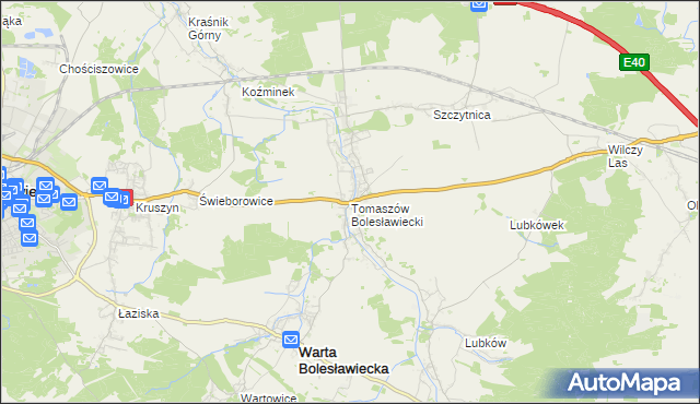 mapa Tomaszów Bolesławiecki, Tomaszów Bolesławiecki na mapie Targeo