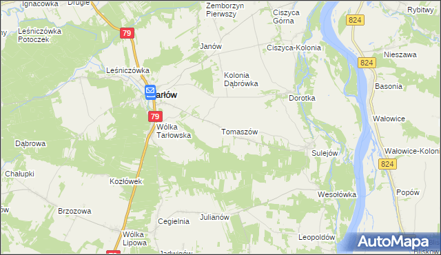 mapa Tomaszów gmina Tarłów, Tomaszów gmina Tarłów na mapie Targeo