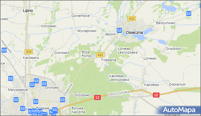 mapa Trzebania, Trzebania na mapie Targeo