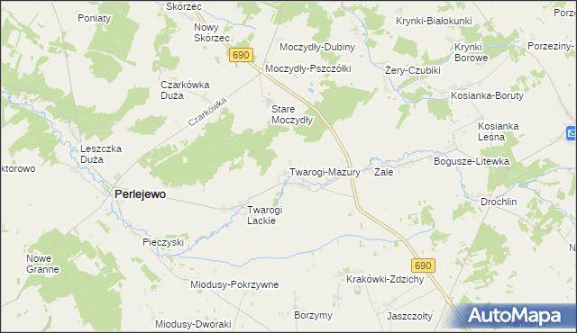 mapa Twarogi-Mazury, Twarogi-Mazury na mapie Targeo