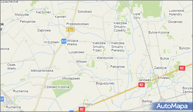 mapa Wandynów gmina Koło, Wandynów gmina Koło na mapie Targeo