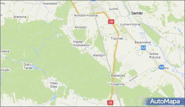 mapa Wandzin gmina Lubartów, Wandzin gmina Lubartów na mapie Targeo