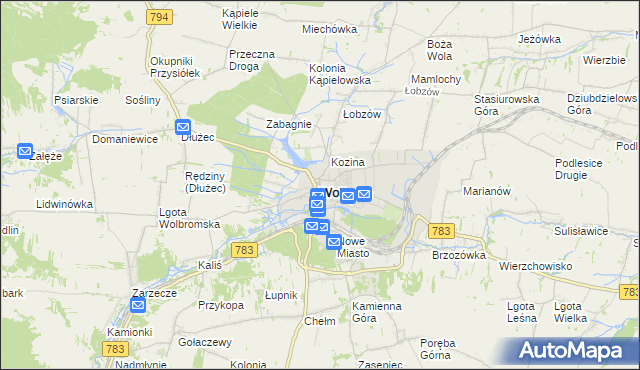 mapa Wolbrom, Wolbrom na mapie Targeo