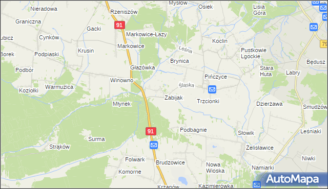 mapa Zabijak gmina Koziegłowy, Zabijak gmina Koziegłowy na mapie Targeo