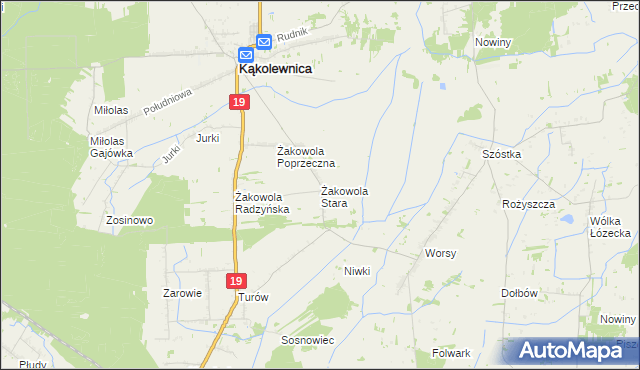 mapa Żakowola Stara, Żakowola Stara na mapie Targeo