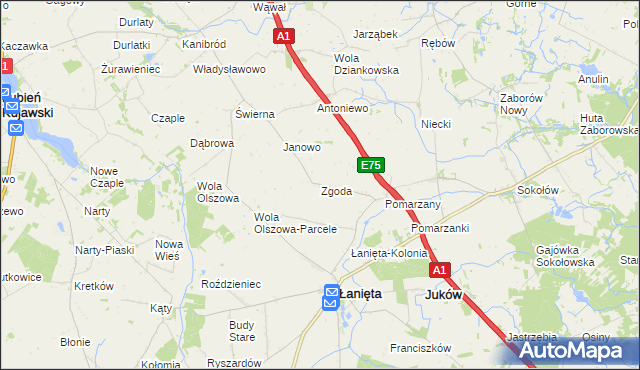 mapa Zgoda gmina Łanięta, Zgoda gmina Łanięta na mapie Targeo