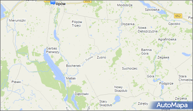 mapa Zusno, Zusno na mapie Targeo