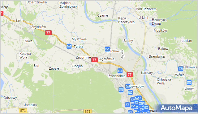 mapa Agatówka gmina Zaleszany, Agatówka gmina Zaleszany na mapie Targeo