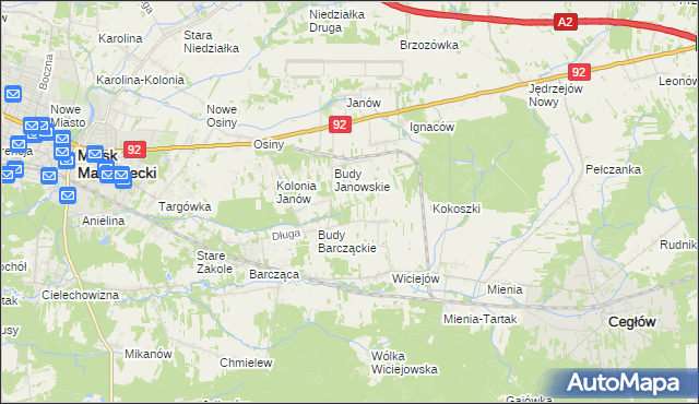 mapa Anielew gmina Mińsk Mazowiecki, Anielew gmina Mińsk Mazowiecki na mapie Targeo