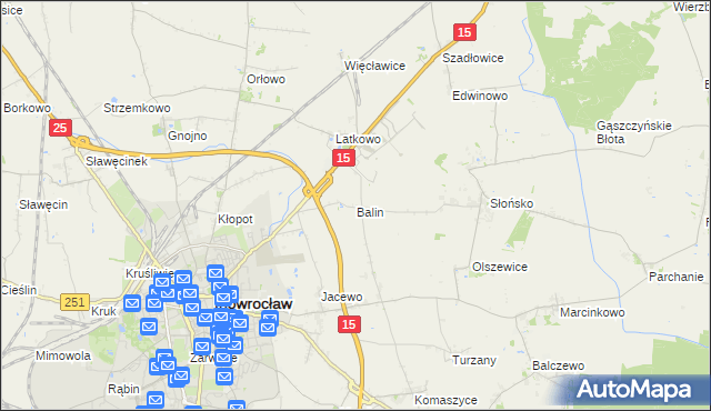 mapa Balin gmina Inowrocław, Balin gmina Inowrocław na mapie Targeo