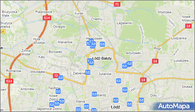 mapa Bałuty gmina Łódź, Bałuty gmina Łódź na mapie Targeo