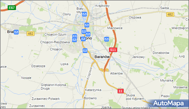 mapa Baranów powiat kępiński, Baranów powiat kępiński na mapie Targeo