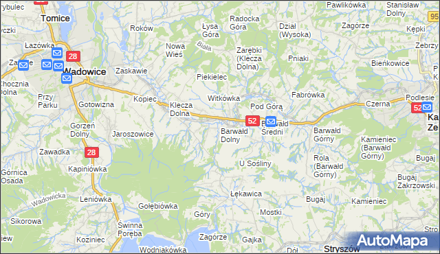 mapa Barwałd Dolny, Barwałd Dolny na mapie Targeo