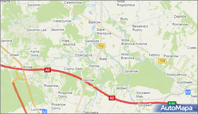 mapa Biała gmina Zgierz, Biała gmina Zgierz na mapie Targeo