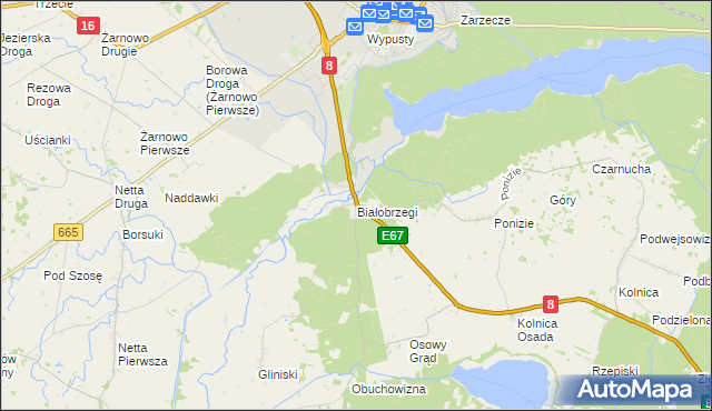 mapa Białobrzegi gmina Augustów, Białobrzegi gmina Augustów na mapie Targeo