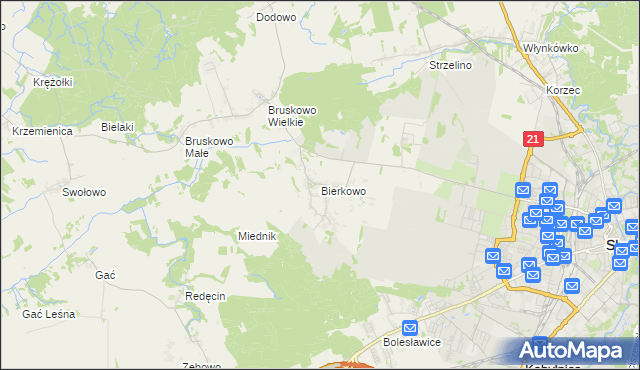 mapa Bierkowo, Bierkowo na mapie Targeo