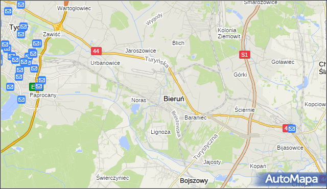 mapa Bieruń, Bieruń na mapie Targeo